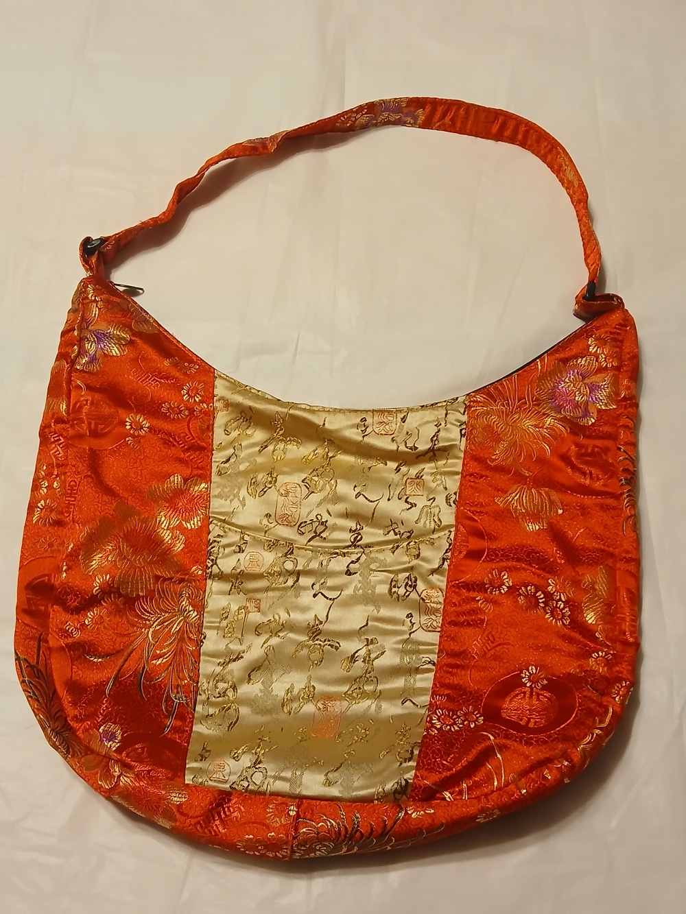 Gaojixifu Red And Gold Japanese Inspired Satin Women's Hobo Bag